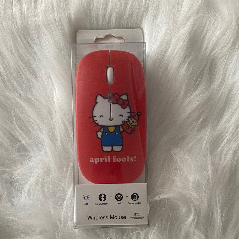 Red Cute Cartoon Wireless Mouse - Hello Kitty Style